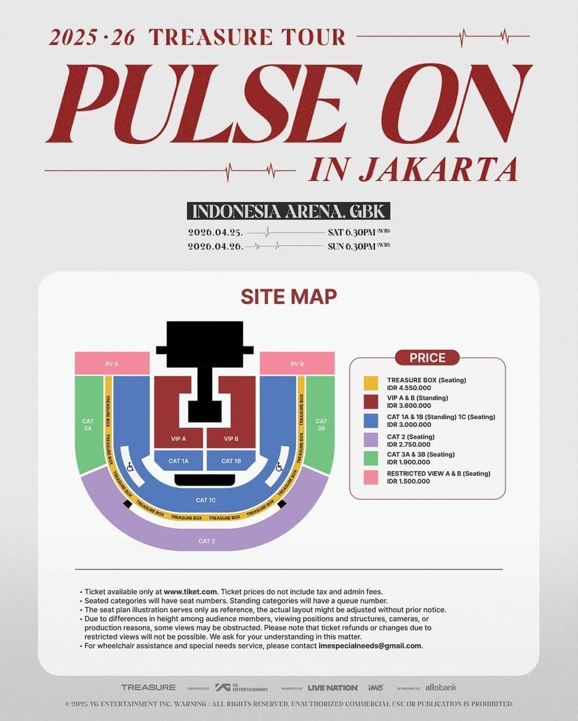 (FULL TICKET WAR AND PAYMENT) TREASURE TOUR PULSE ON IN JAKARTA 2025-2026