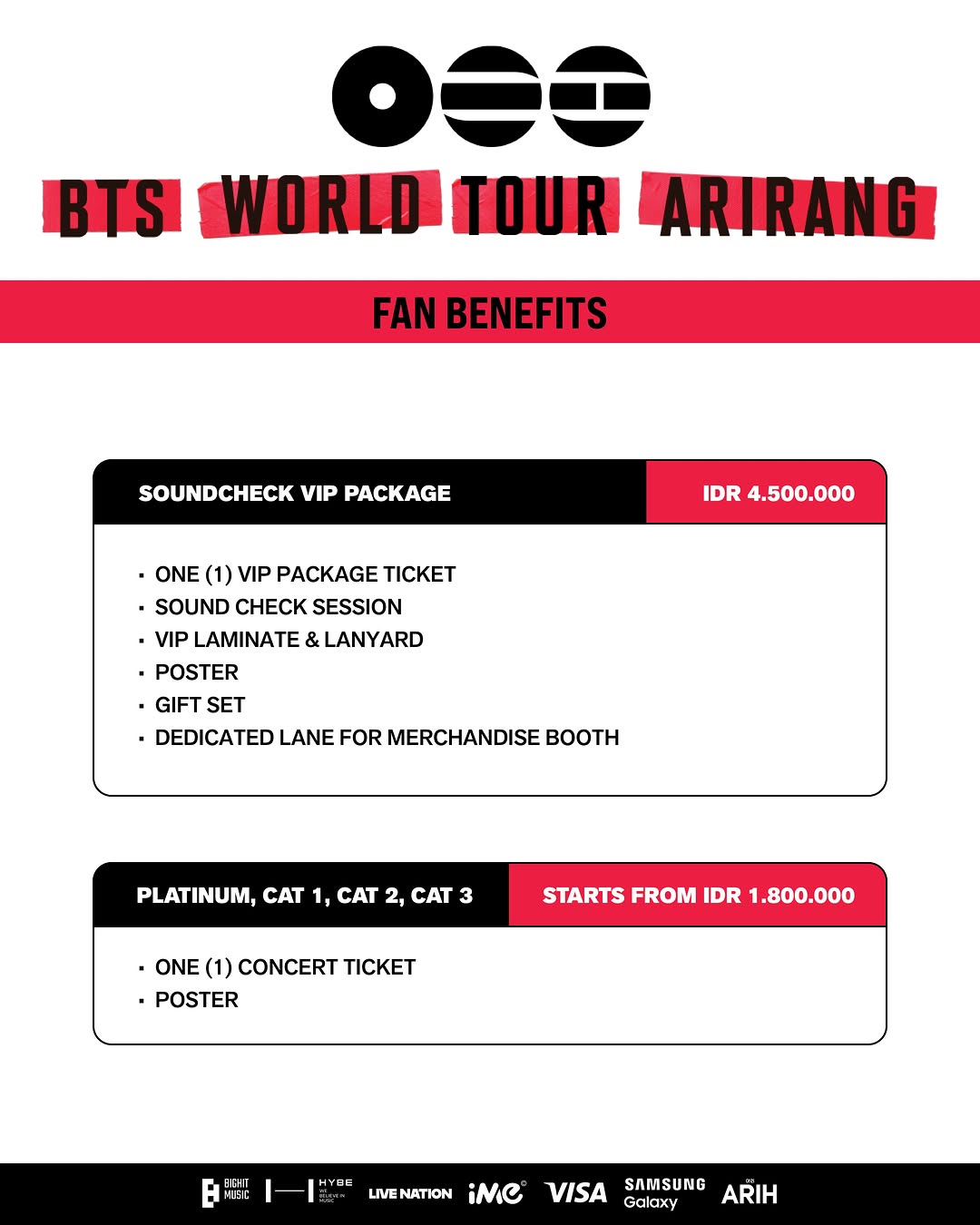 (General Sales, Ticket War Service) BTS WORLD TOUR ARIRANG IN JAKARTA