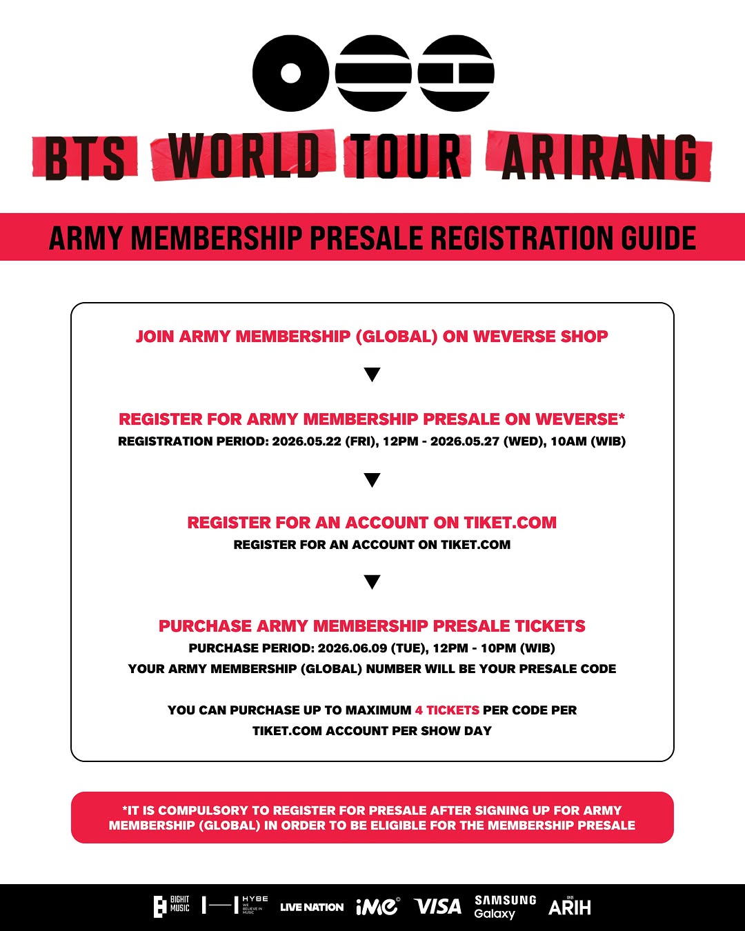 (General Sales, Ticket War Service) BTS WORLD TOUR ARIRANG IN JAKARTA