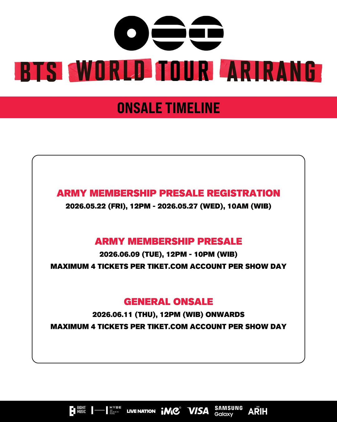 (General Sales, Ticket War Service) BTS WORLD TOUR ARIRANG IN JAKARTA